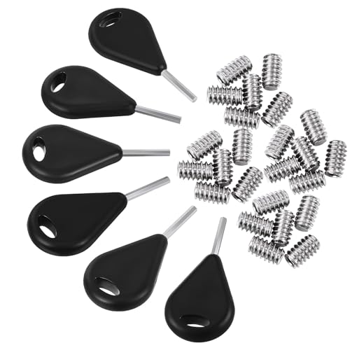 Surfboard Fin Key Set with 6 Fins & 24 Stainless Steel Screws - Black