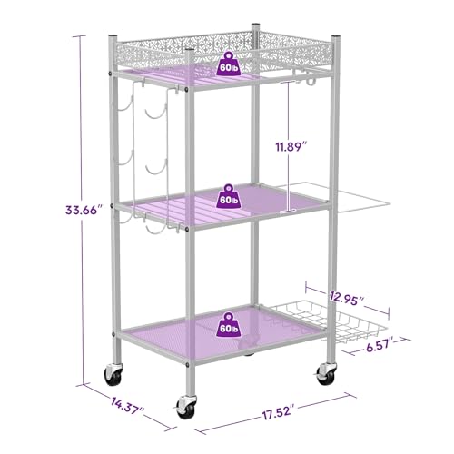 VOPEAK Gray 3-Tier Yoga Mat Storage Rack with Wheels & Hooks for Home Gym
