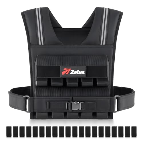 ZELUS Adjustable Weighted Vest Men 45LB Black for Strength & Cardio Training
