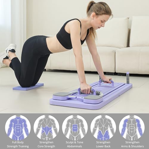 JANUA Purple Pilates Reformer Board 5-in-1 Foldable Home Workout Equipment