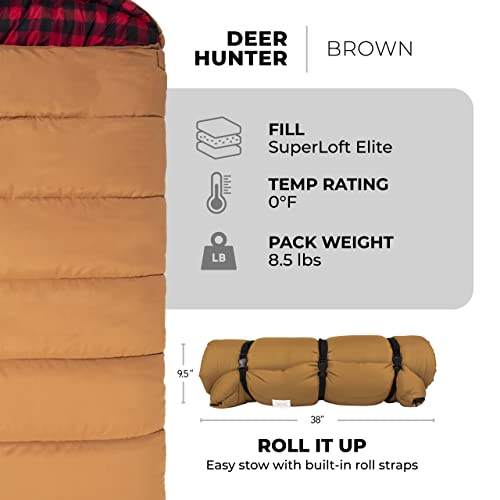 Brown TETON Sports Deer Hunter Cold Weather Sleeping Bag - Left Zipper