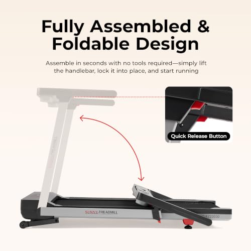 Sunny Health & Fitness Gray Fully Assembled Auto Incline Treadmill for Home Gym