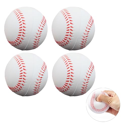4 White Foam Baseballs Practice Training Balls for Beginners Safe Throwing