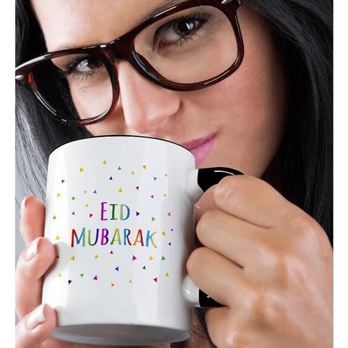 Eid Mubarak Mug - Happy Eid Blessing 11oz Two-Tone Black Ceramic Coffee Cup