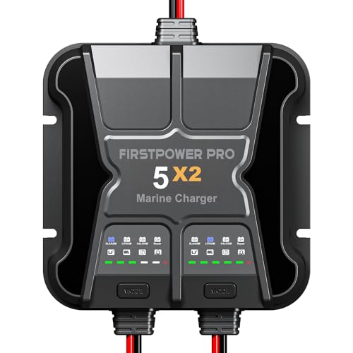 FirstPower Pro 5X2 2-Bank 10A Marine Battery Charger 12V Waterproof Boat Charger