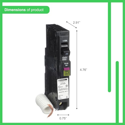 20 Amp Single-Pole Dual Function Circuit Breaker CAFCI GFCI - No Size/Breaker Variation