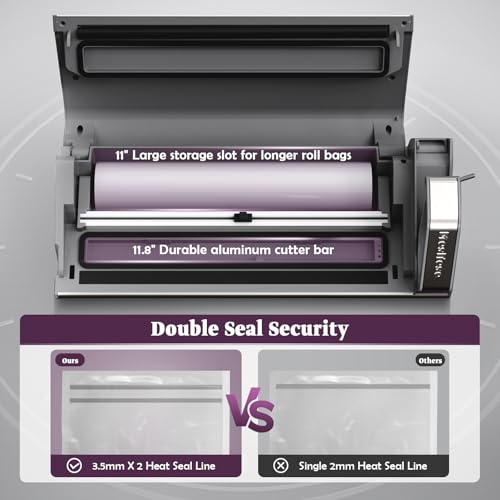 Mesliese Vacuum Sealer with 95kPa Suction, 140W, 20L/min, Silver Gray