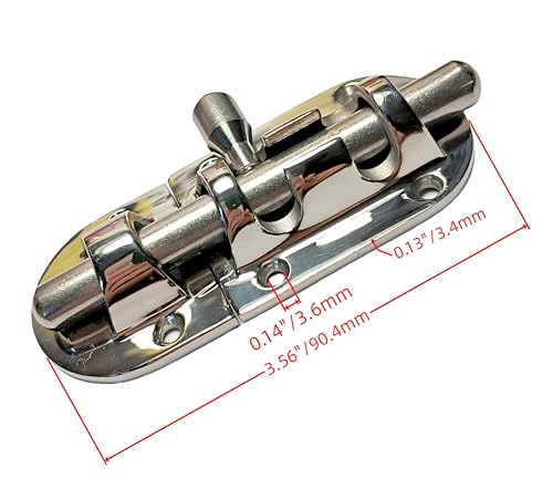 Heavy Duty Marine Stainless Steel Door Lock Latch 3-1/2 Inch Sliding Barrel Bolt