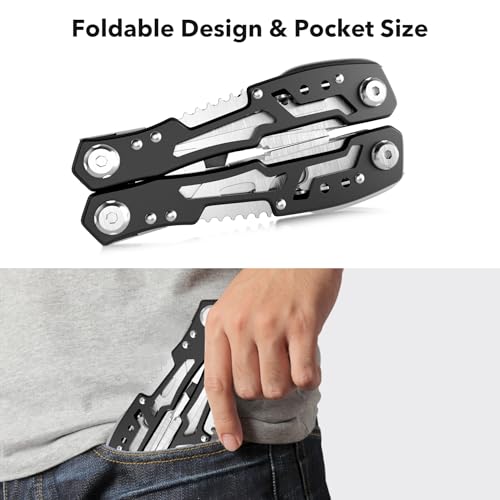 Fangfo 14-in-1 Multitool with Safety Locking – Professional Stainless Steel Pliers, Knife, Bottle Opener, Screwdriver, 10 Pack