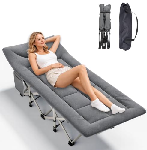 Heavy Duty Camping Cot with Mattress for Adults - 10 Legs, 500 lbs Capacity