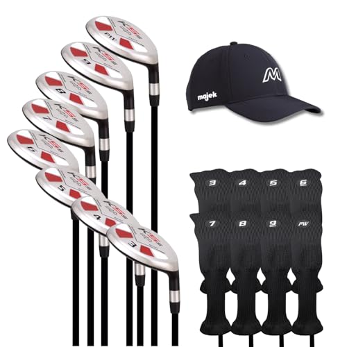 Golf Hybrid Set for Seniors - 3-PW Clubs with Midsize Grips & Headcovers