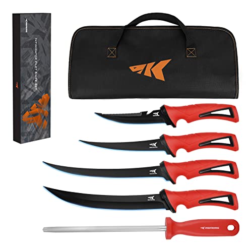 Fillet Knives Kit - 6-Piece Fishing Bait & Fish Filleting Knife Set with Sharp Blades