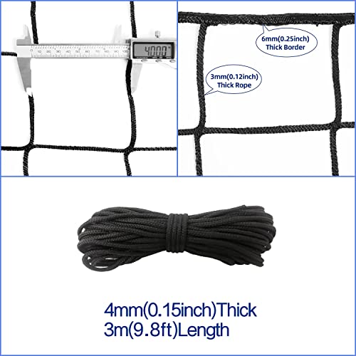 Soccer Backstop Net 10x40ft Nylon Barrier Net for Sports Practice & Training