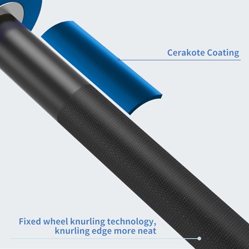 Mini Barbell Bar 5LB for Strength Training & Weightlifting - Blue Sleeves Black