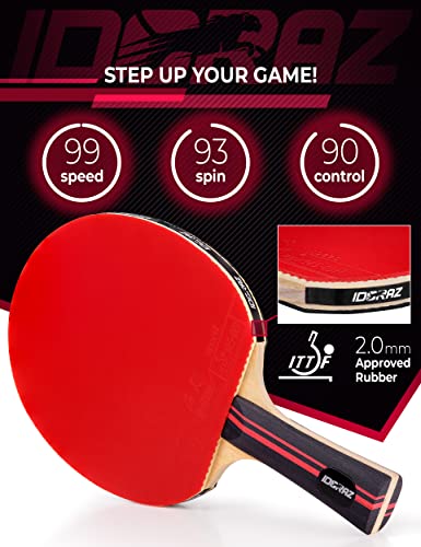 Idoraz Professional Ping Pong Paddle with ITTF Rubber & Carrying Case