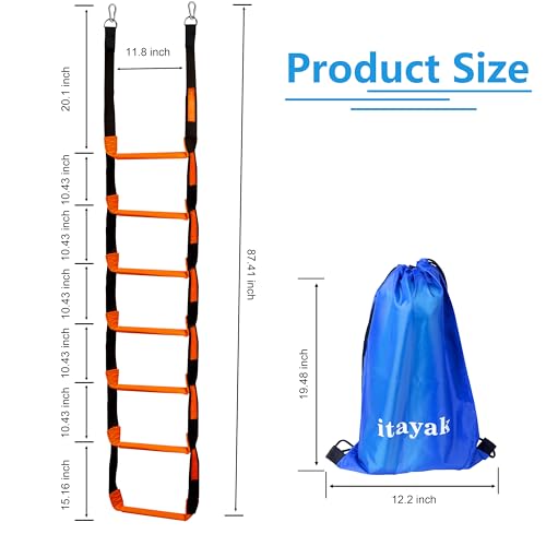 Itayak Boat Rope Ladder - 7 Step Foldable Assist Boarding Orange