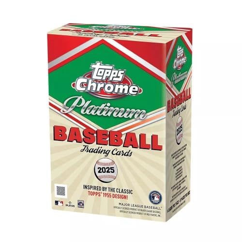2025 MLB Chrome Platinum Baseball Trading Card Value Box | Inspired by 1955 Design, Includes 8 Packs with Prism Parallels