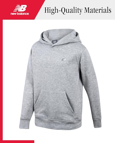 New Balance Boys Cotton Fleece Pullover Hoodie with Pocket - Team Grey / 14-16