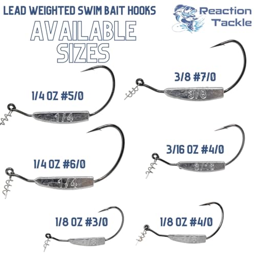 Reaction Tackle 3/8oz 7/0 Weighted Swimbait Hook with Twist Lock - 10 Pack