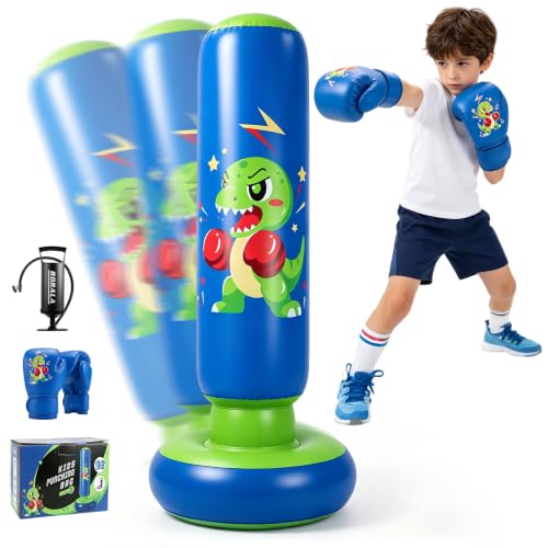 66 Inch Inflatable Dinosaur Punching Bag for Kids Ages 3-8 Indoor Outdoor Play