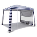 Jihfmo 8x8 Ft Large Beach Cabana Tent with UPF 50+ UV Protection, Blue Stripes, Fits 6-8 People
