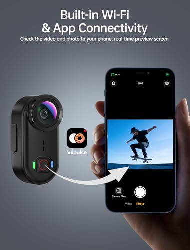 Ahlirmoy 4K Mini Body Action Camera Waterproof 64GB for Sports & Vlogging - Black