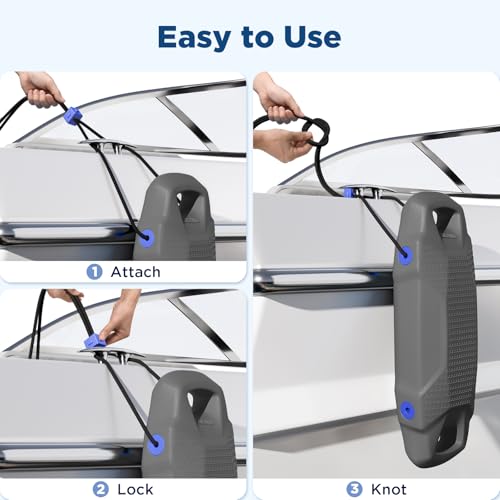 Ehaho 22-Inch EVA Boat Fenders - Gray, Double-Handle Dock Bumpers for Safe Mooring