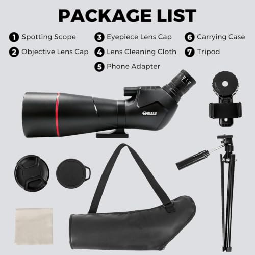 20-60x80 Spotting Scope with Tripod Phone Adapter Waterproof Carry Bag