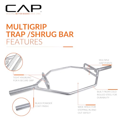 CAP Olympic Trap Bar Combo Grip Chrome Heavy-Duty Hex Shrug & Deadlift Bar