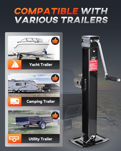 FZZD 8000 lbs Swivel Trailer Jack Weld-On Pipe Mount Tongue Lift with Adjustable Height