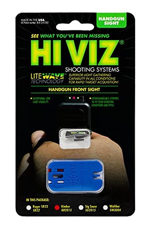HIVIZ unisex adult HiViz KB2015 Kimber Interchangeable LITEWAVE Front Handgun Sight, Green, Red, and White, One Size US