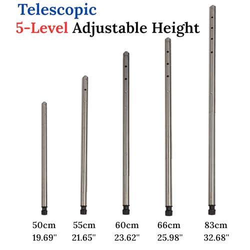 Adjustable Stainless Steel Camping Table Legs Set of 4 - Telescopic, Tool-Free Installation, Compatible with Most IGT Frames