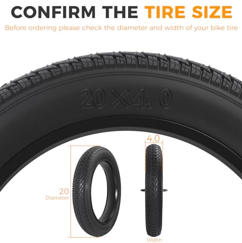 HOMEXMTD 2 Pack 20x4.0 Fat Bike Tires & Repair Tool Kit - Off-Road Replacement Set