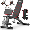 Red JOROTO Adjustable Weight Bench with Leg & Back Extensions, Preacher Curl