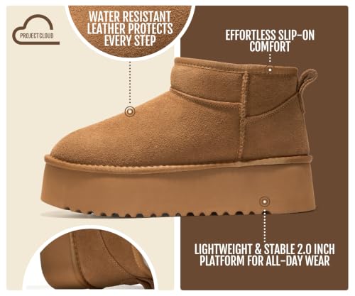 Project Cloud Women's Chestnut Waterproof Leather Ankle Boots - Size 11