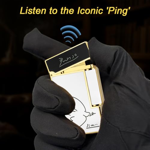 JTDunant White Gold Brass Lighter with Peace Dove & Crisp Ping Sound