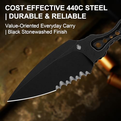 Black Fixed Blade Knife with 2.56-inch 440C Blade & Sheath - Stealth Accessory