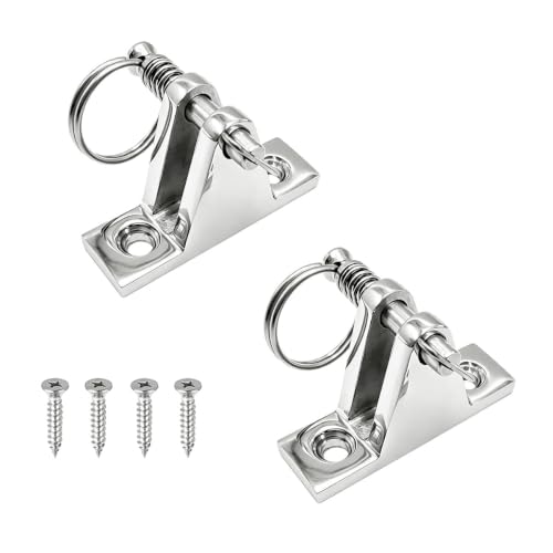 2 Pack 316 Stainless Steel Bimini Top 90° Deck Hinges with Removable Pin - Saltwater Marine Hardware