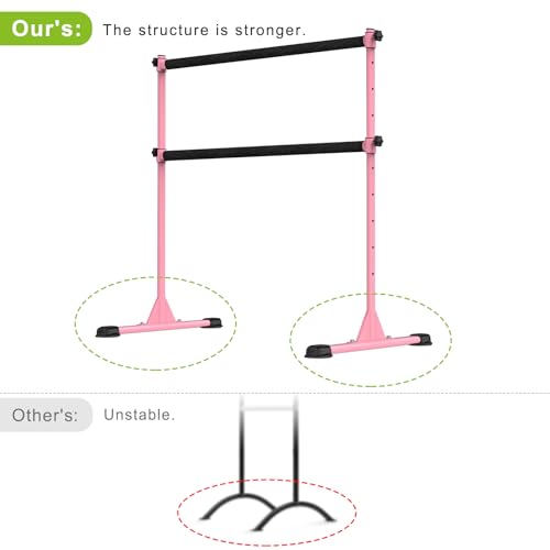 Pink 4ft Steel Freestanding Ballet Bar for Kids & Adults - Adjustable Dance & Yoga Support