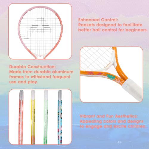 Kids Tennis Racket 23 Inch Sunrise Pink Junior Tennis Racquet with Bag