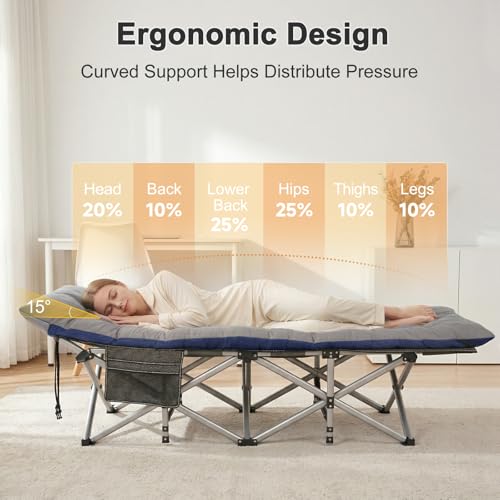 Aboron XXL Folding Camping Cot for Adults with Mattress - Graphite Gray Variation
