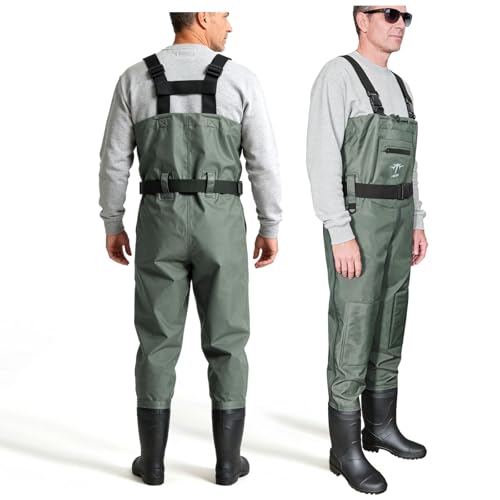 Green Fiblink Waterproof Fishing Waders with Boots - M11