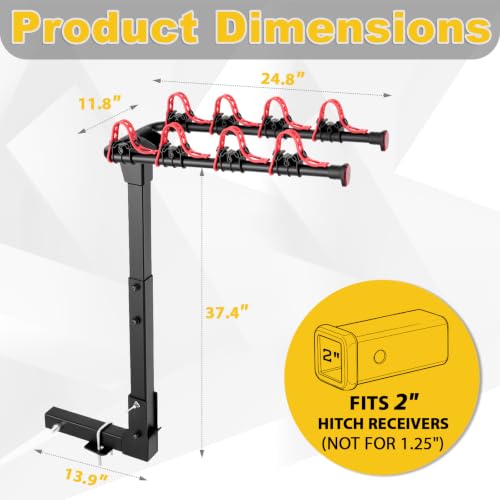 4 Bike Hitch Mount Rack for Car - Heavy Duty Steel, 245 lbs Capacity, Foldable & Tilt
