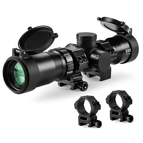 SVITVU Crossbow Scope 1.5-5x32 Red/Green Illuminated Reticle Waterproof 300-450FPS