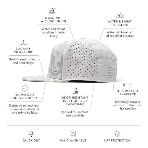Men's Performance Snapback Hat - Hydrophobic Water-Resistant, Snow Camo X-Large