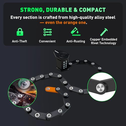Heavy Duty Electric Scooter & Bike Lock - Folding Combination Security Chain