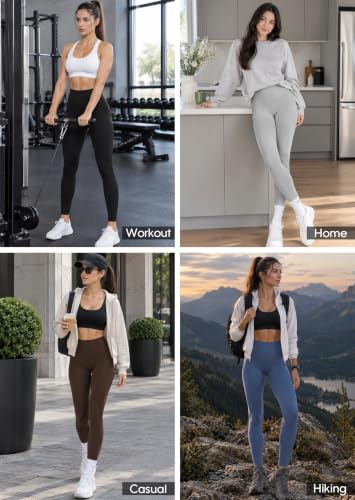 Medium Black High Waisted Yoga Leggings for Women 25 Inch - Seamless Workout Pants