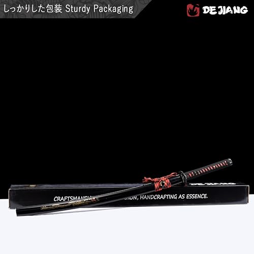 Samurai Sword Katana Handmade Japanese Full Tang Carbon Steel for Training & Collecting - Red Drogen 1060