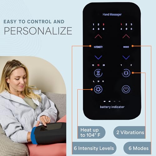 LifePro Legra Hand Massager with Heat & Compression - Cordless, Black, Extended Model