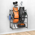 WALMANN Wall-Mounted Golf Bag Organizer with Rolling Storage Rack, Steel Frame